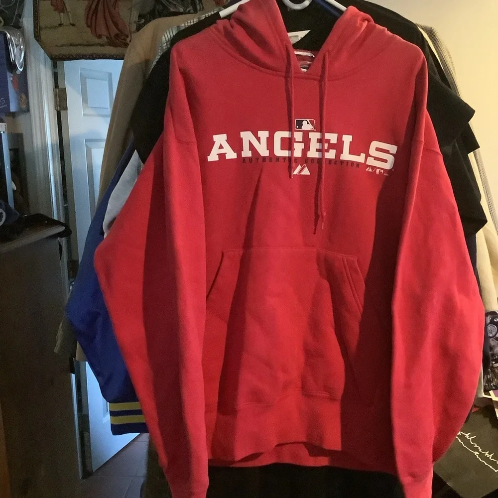 Majestic Authentic Anaheim Angels 2005 Hoodie Mens large l color red